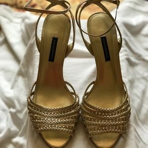 Gold strappy heels
